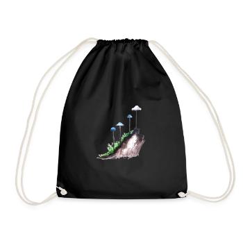 Handdrawn hand painted watercolor mushrooms mushrooms - Drawstring Bag - black - Front