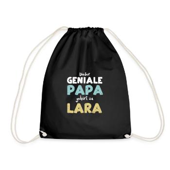 Dieser Geniale Papa Gehört Zu Lara - Turnbeutel - Schwarz - Vorne