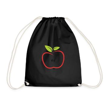 Apfel - Turnbeutel - Schwarz - Vorne