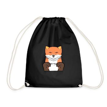 Fox Kaffee Kaffee-Trinker Geschenk - Turnbeutel - Schwarz - Vorne