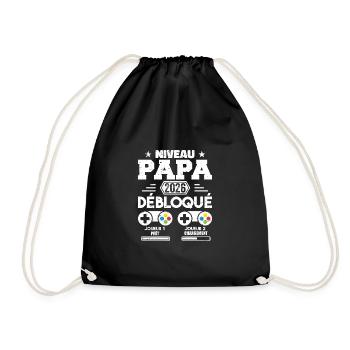Niveau Papa Débloqué Futur Père 2026 Papa Cadeau - Sac de sport léger - noir - Devant