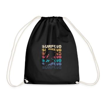 Surfen Surfer Surfbrett Surfliebhaber Strandurlaub - Turnbeutel - Schwarz - Vorne