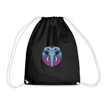 Funny Elephant Elephant Zoo Animal Fun Lover - Drawstring Bag - black - Front