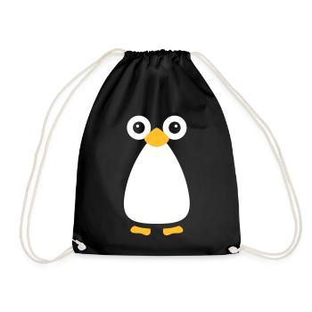 Cute Vector Penguin - Drawstring Bag - black - Front