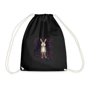 A rabbit with cool colorful dots background - Drawstring Bag - black - Front