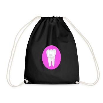 Tooth with pink background - Drawstring Bag - black - Front