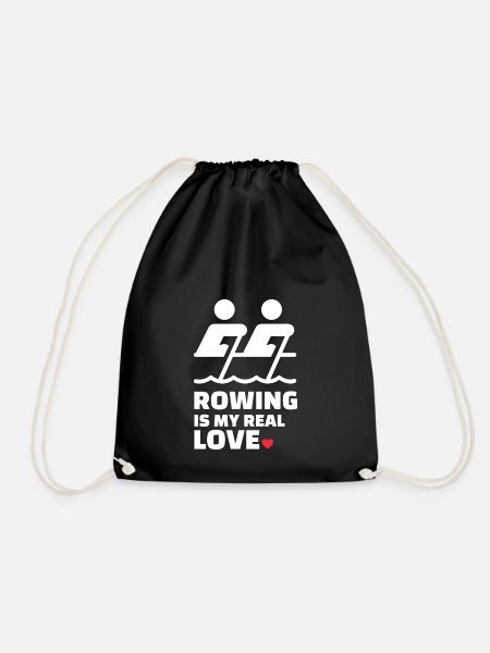 I love rowing - Drawstring Bag - black