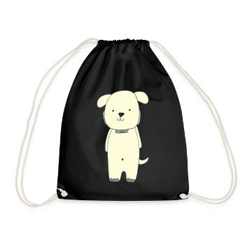 dog yellow - Drawstring Bag - black - Front