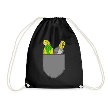 Ornithologe Vogel Geschenk Brusttasche Sittich - Turnbeutel - Schwarz - Vorne