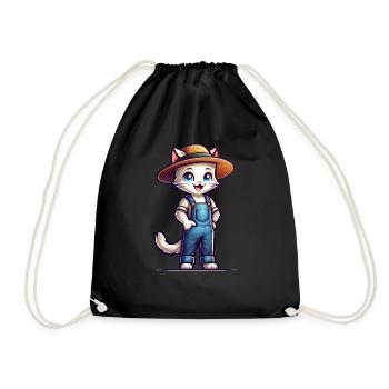 Cute Cat Farmer - Turnbeutel - Schwarz - Vorne