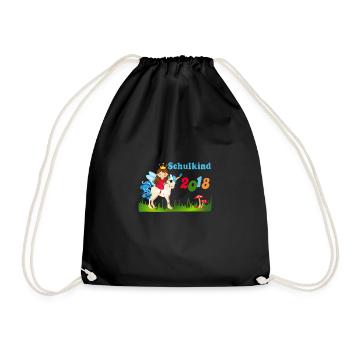 Schoolchild 2018 school unicorn girl - Drawstring Bag - black - Front