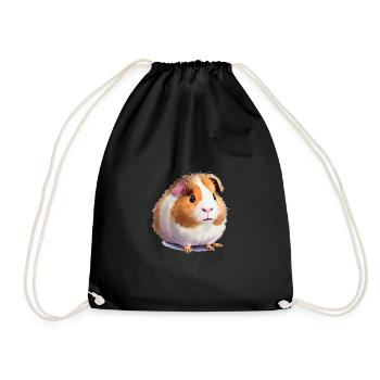 cute guinea pig - Drawstring Bag - black - Front