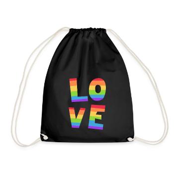 LOVE Gay Pride Drapeau arc-en-ciel Mois de la fierté LGBT LGBTQ - Sac de sport léger - noir - Devant