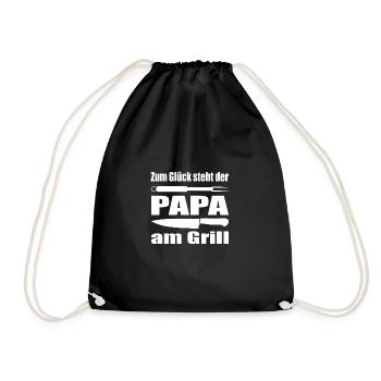 Zum Glück steht Papa am Grill - Turnbeutel - Schwarz - Vorne