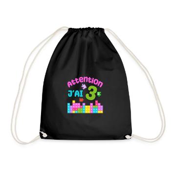 Geschenk 3 Jahre Geburtstag Ich bin 3 Jahre alt - Turnbeutel - Schwarz - Vorne