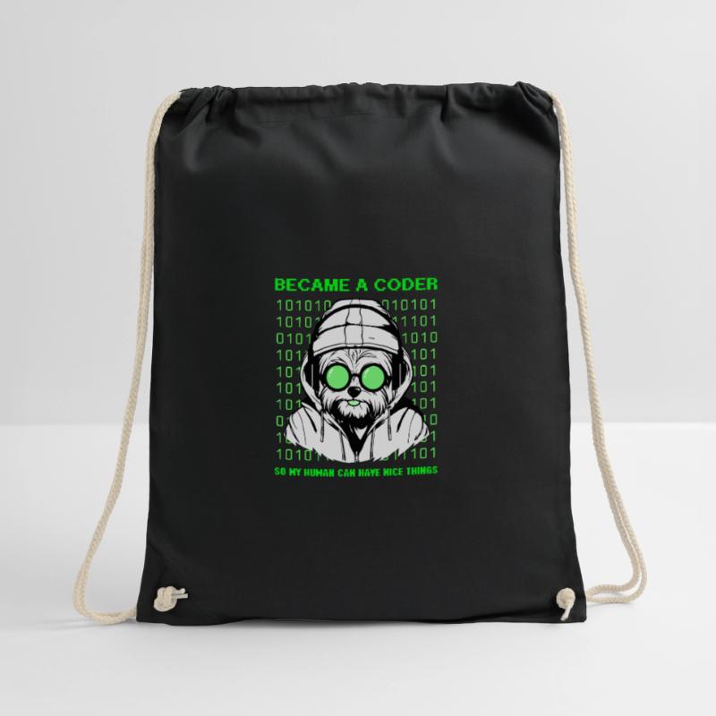 Became a Coder – Hacker Dog Binary Look Drawstring Bag