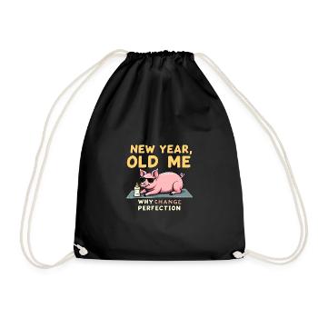 Funny Pig - New Year Design - Drawstring Bag - black - Front