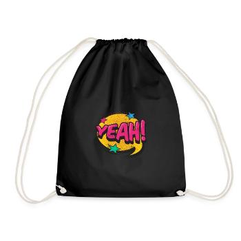 YES! COMIC COMICSTYLE 80s CARTOON MOTIF GIFT - Drawstring Bag - black - Front