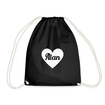 Alan Vorname Geschenkidee Herz Love Ich liebe Alan - Turnbeutel - Schwarz - Vorne