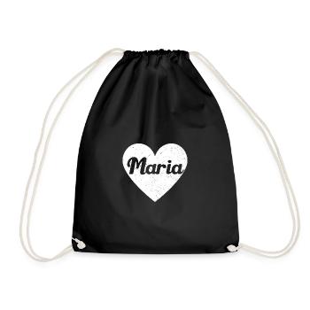 Maria First Name Gift Idea Heart Love I love - Drawstring Bag - black - Front