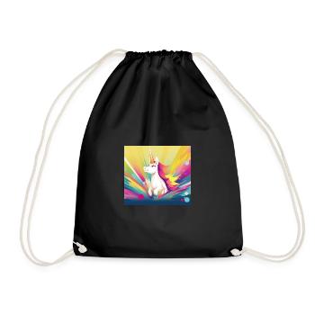 Einhorn Regenbogen Fantasy Design Cartoon - Turnbeutel - Schwarz - Vorne