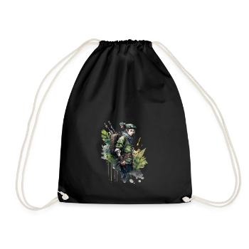 Post Apocalyptic Clad Adventurer - Drawstring Bag - black - Front