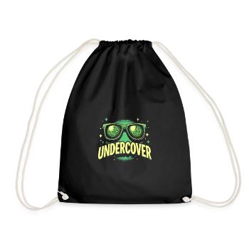 Funny Sunglasses and Undercover Speech Costume - Drawstring Bag - black - Front