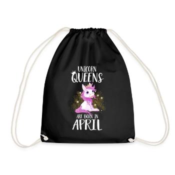 UNICORN QUEENS ARE BORN IN APRIL Einhorn - Turnbeutel - Schwarz - Vorne