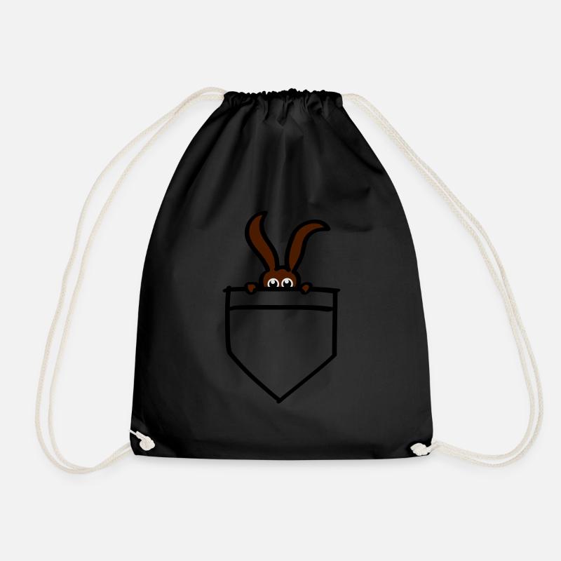 rabbit rabbit rescue breast pocket hase - Drawstring Bag - black