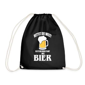 Lustiges Bier Party Trinken Geschenk - Turnbeutel - Schwarz - Vorne