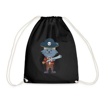 Pirate Cat Pirate Cat Kitten Gift - Drawstring Bag - black - Front