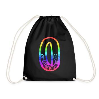 rainbow o - Drawstring Bag - black - Front