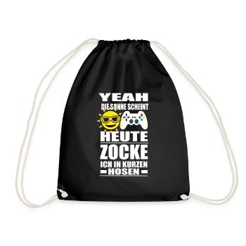 Zocker Gamer Lustiger Spruch - Turnbeutel - Schwarz - Vorne