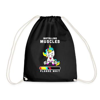 Lifting Installing Muscles Please Wait - Drawstring Bag - black - Front