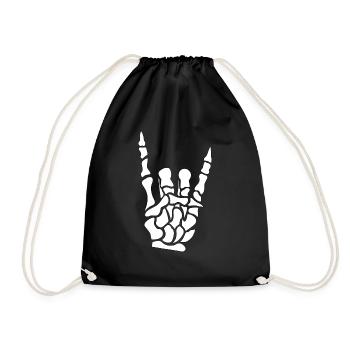 Devil horns hand - skeleton - bones - metal - Drawstring Bag - black - Front