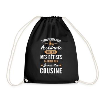 assistante / je vais être cousine / future cousine - Sac de sport léger - noir - Devant