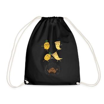Pizza douce Hawaï Ananas fusion dans le style anime - Sac de sport léger - noir - Devant