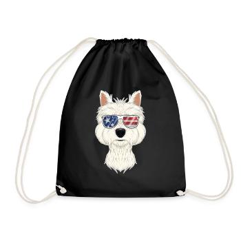 West Highland Terrier USA Sunglasses I American - Drawstring Bag - black - Front