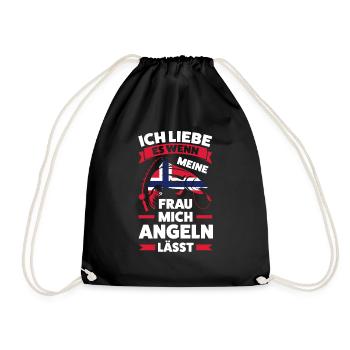 Angler Norwegisch Angeln Norwegen Geschenk - Turnbeutel - Schwarz - Vorne