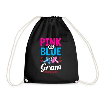 Pink or Blue Gram Loves You Gender Reveal Party - Turnbeutel - Schwarz - Vorne