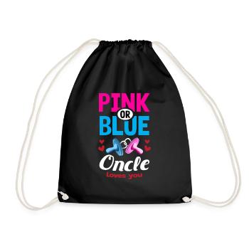 Pink or Blue Oncle Loves You Gender Reveal Party - Drawstring Bag - black - Front