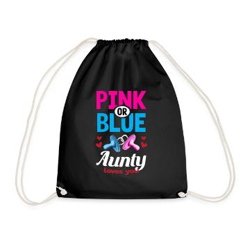 Pink or Blue Aunty Loves You Gender Reveal Party - Turnbeutel - Schwarz - Vorne
