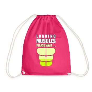 Loading muscles please wait - Drawstring Bag - fuchsia - Front