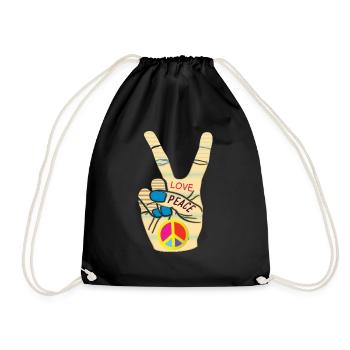 Peace Hand Love - Turnbeutel - Schwarz - Vorne