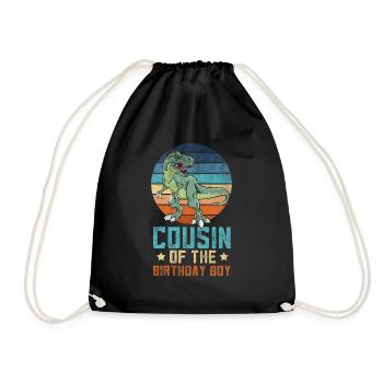 Cousin Dinosaur Boy of Bday Boy Matching Fa - Drawstring Bag - black - Front
