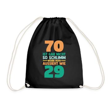 Siebzig 70 Jahre Siebzigster Geburtstag - Turnbeutel - Schwarz - Vorne