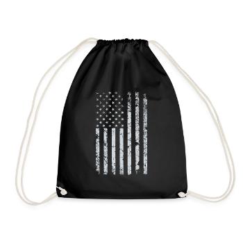 Vintage USA White Patriotic American Flag - Drawstring Bag - black - Front