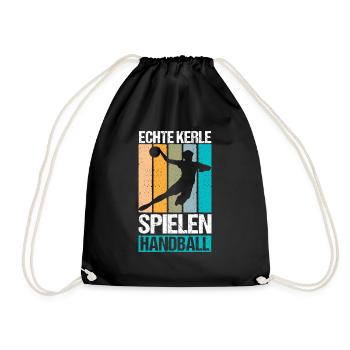Echte Kerle spielen Handball - Turnbeutel - Schwarz - Vorne