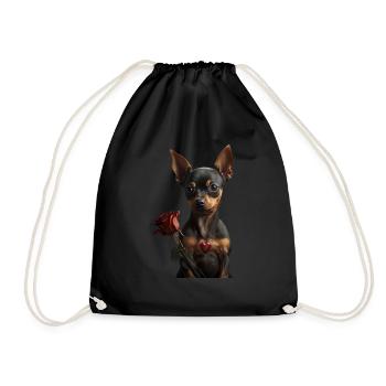 Zwergpinscher Valentins Tag - Zwergpinscher - Turnbeutel - Schwarz - Vorne