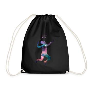 Badminton Player Silhouette Hobby Sports - Drawstring Bag - black - Front